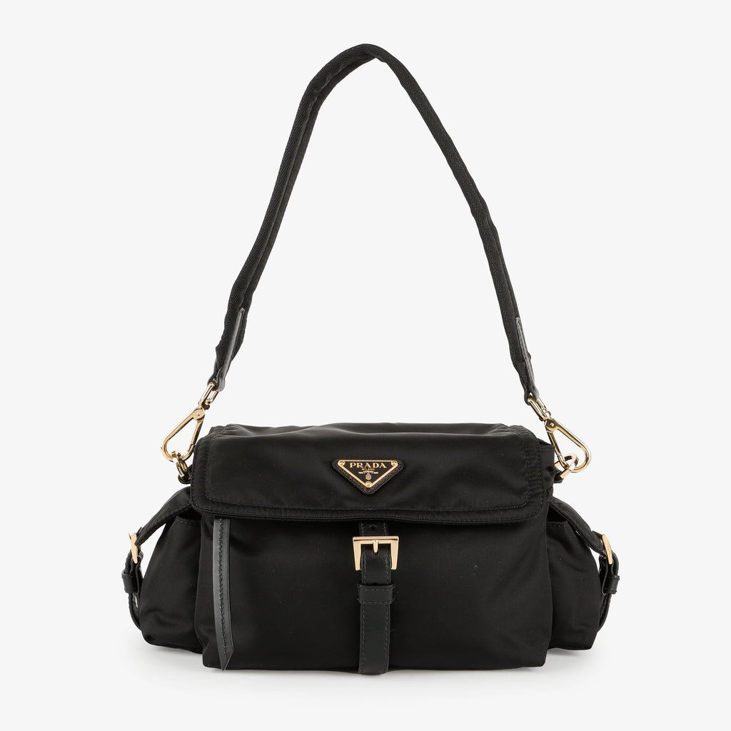 Medium Re-Nylon Explore Shoulder Bag, Black