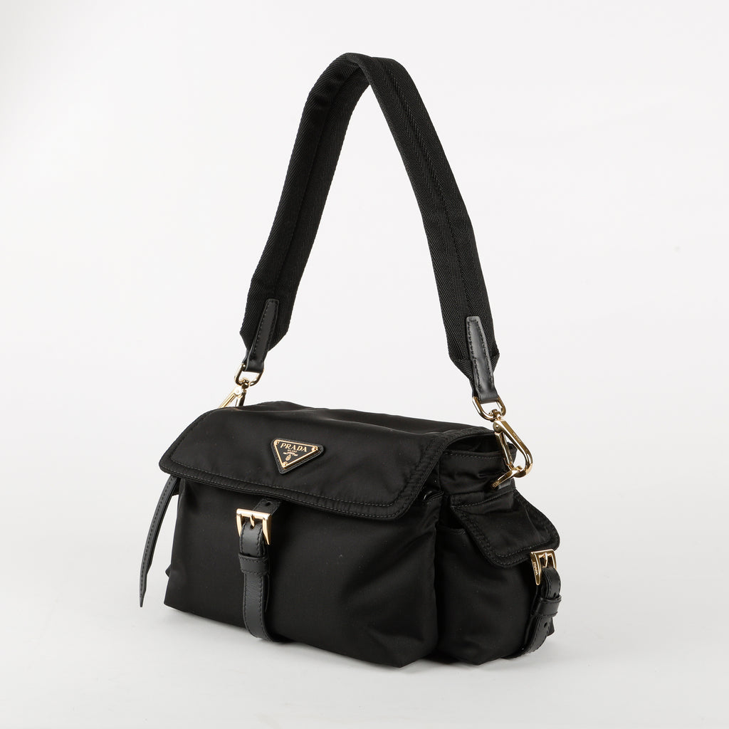 Medium Re-Nylon Explore Shoulder Bag, Black