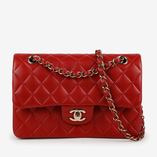Lambskin Small Double Flap Red