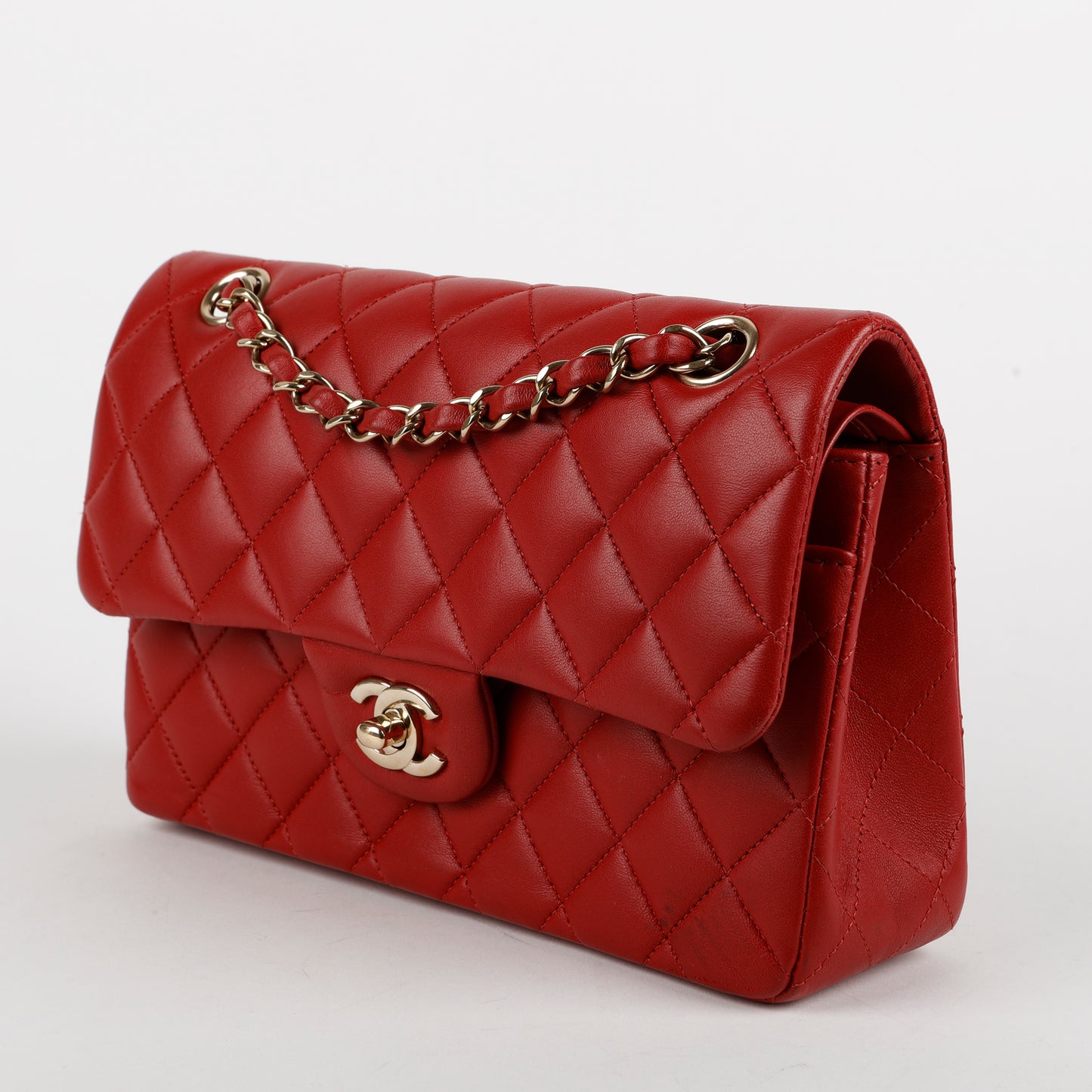 Lambskin Small Double Flap Red