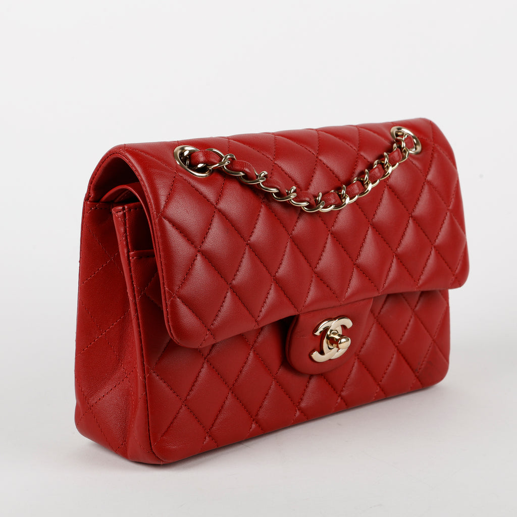 Lambskin Small Double Flap Red