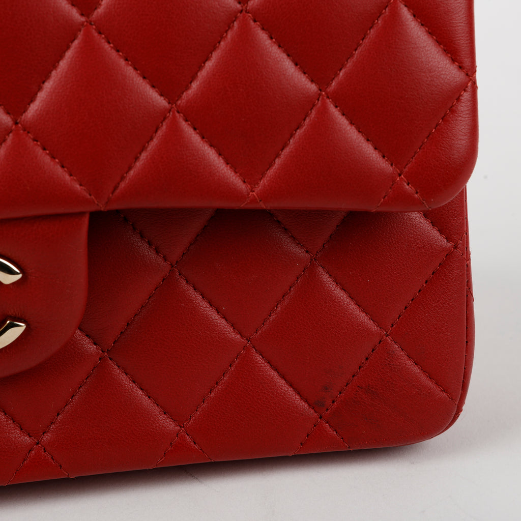Lambskin Small Double Flap Red