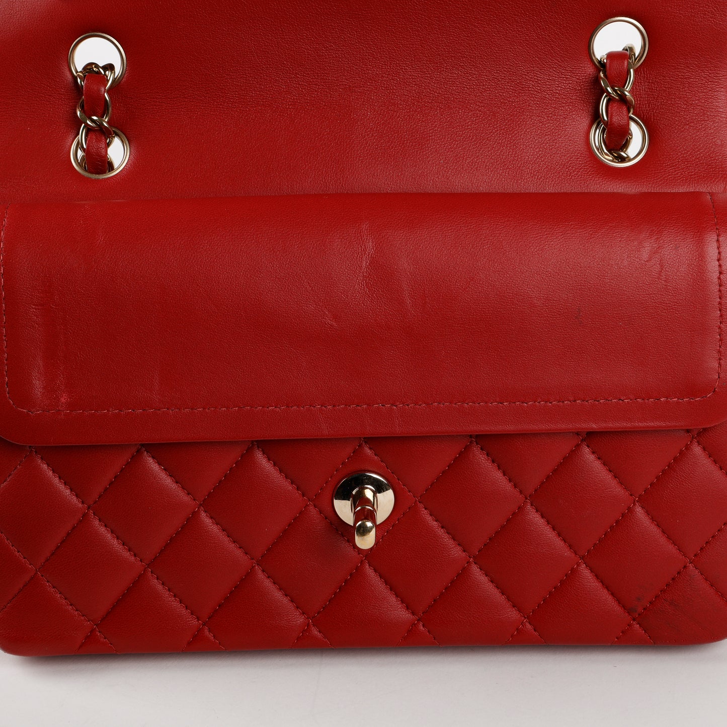 Lambskin Small Double Flap Red