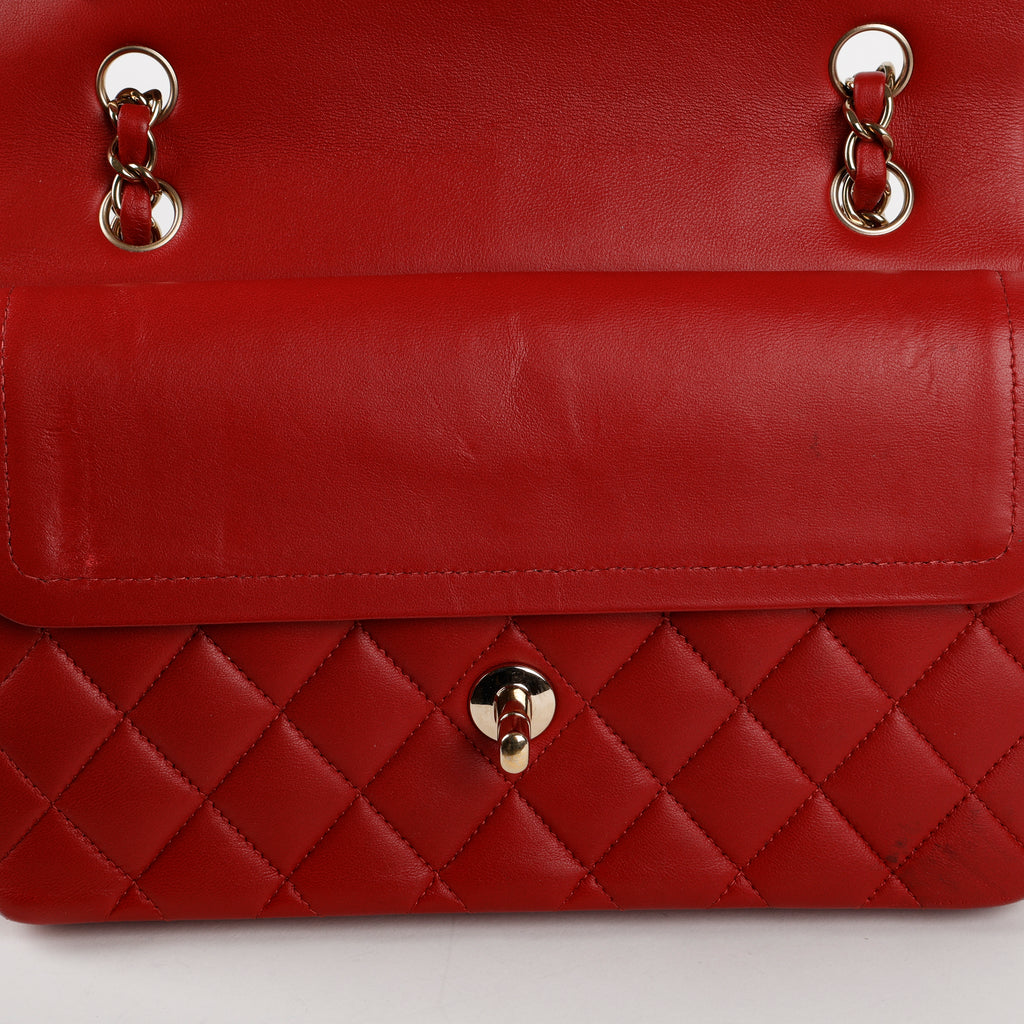 Lambskin Small Double Flap Red