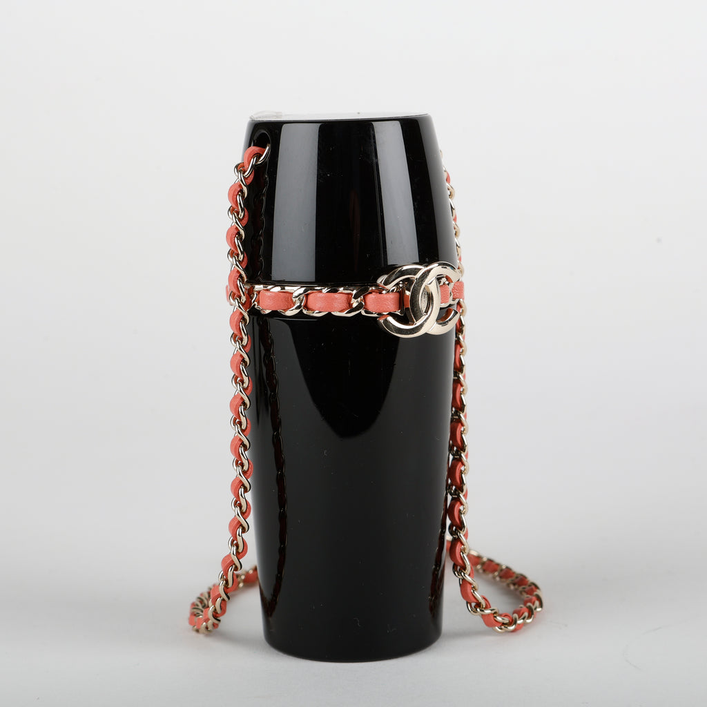 Lucite Lipstick Case On Chain, Black/Pink SHW