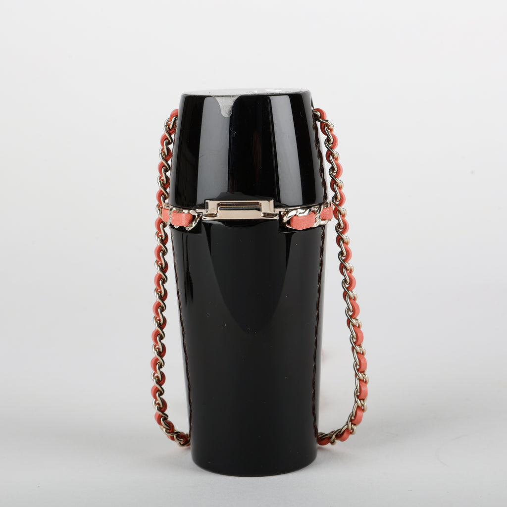 Lucite Lipstick Case On Chain, Black/Pink SHW