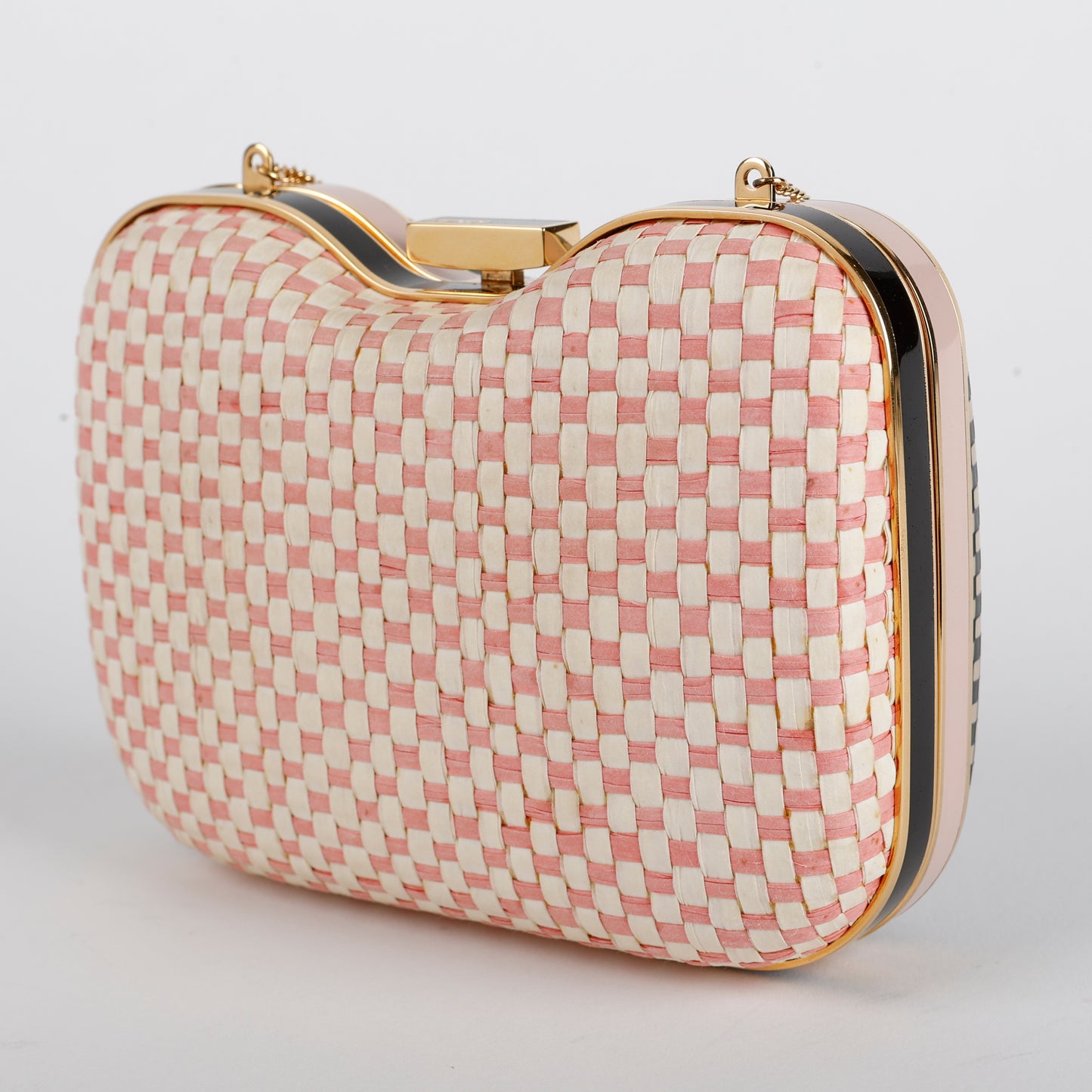 Giano Box Clutch, Pink/Cream/Black