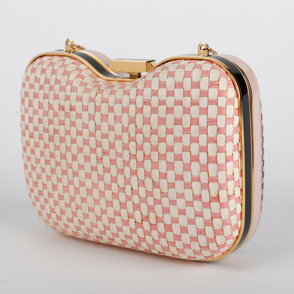 Giano Box Clutch, Pink/Cream/Black