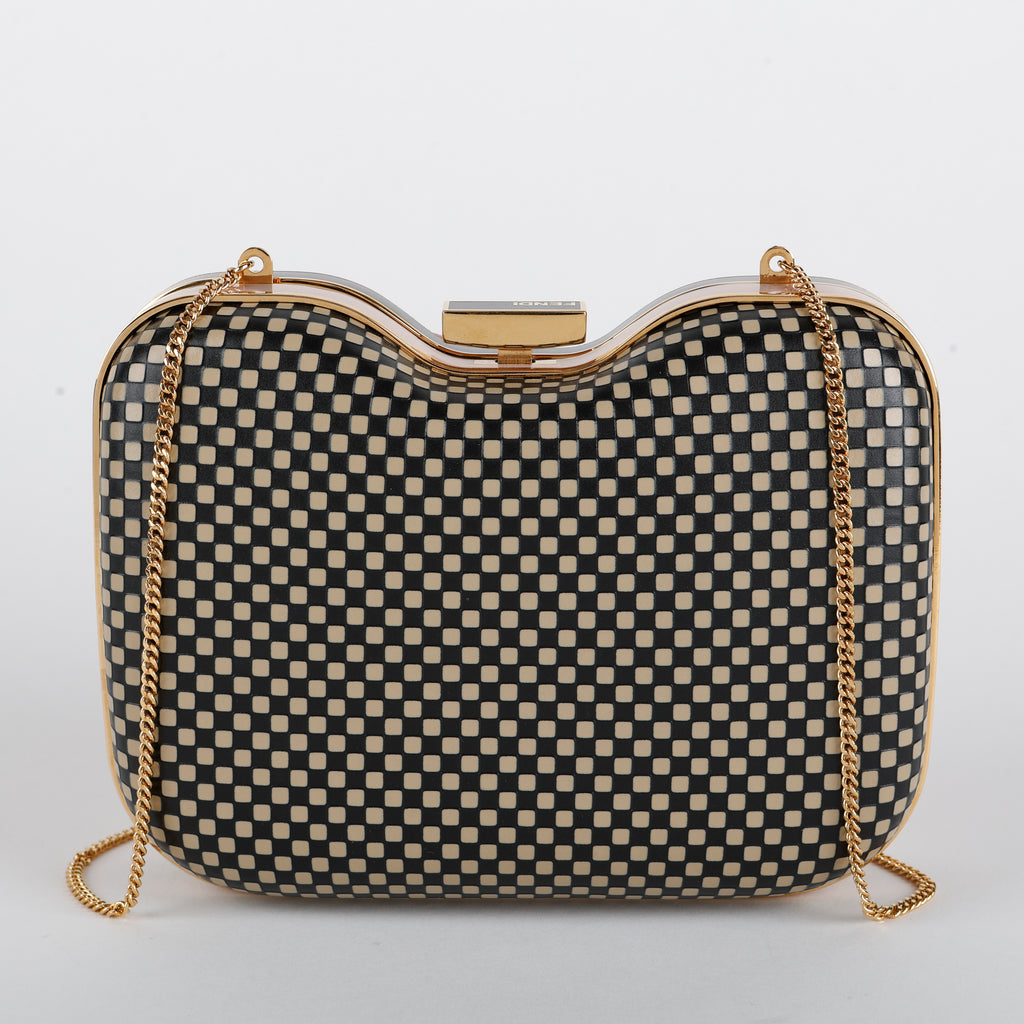 Giano Box Clutch, Pink/Cream/Black