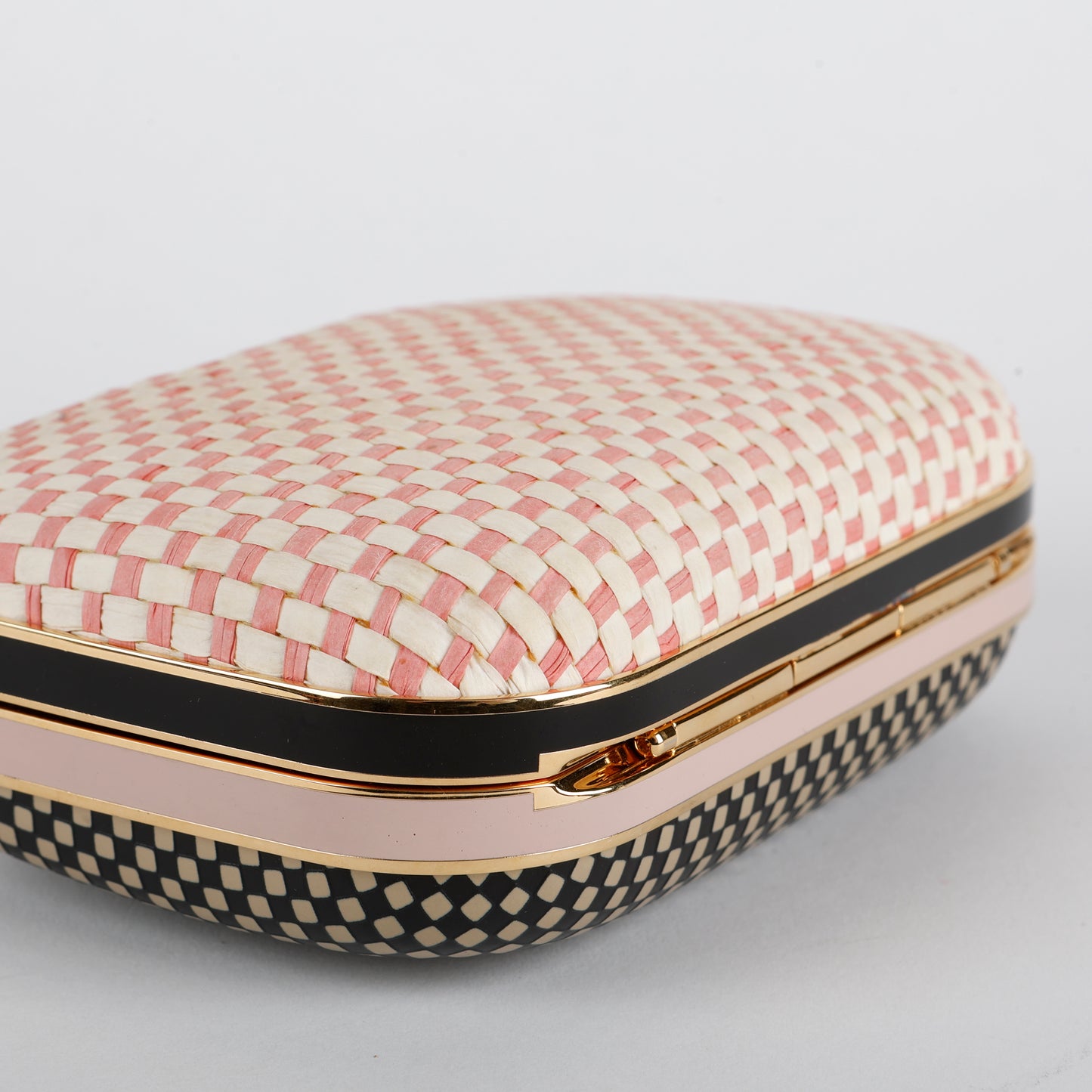 Giano Box Clutch, Pink/Cream/Black