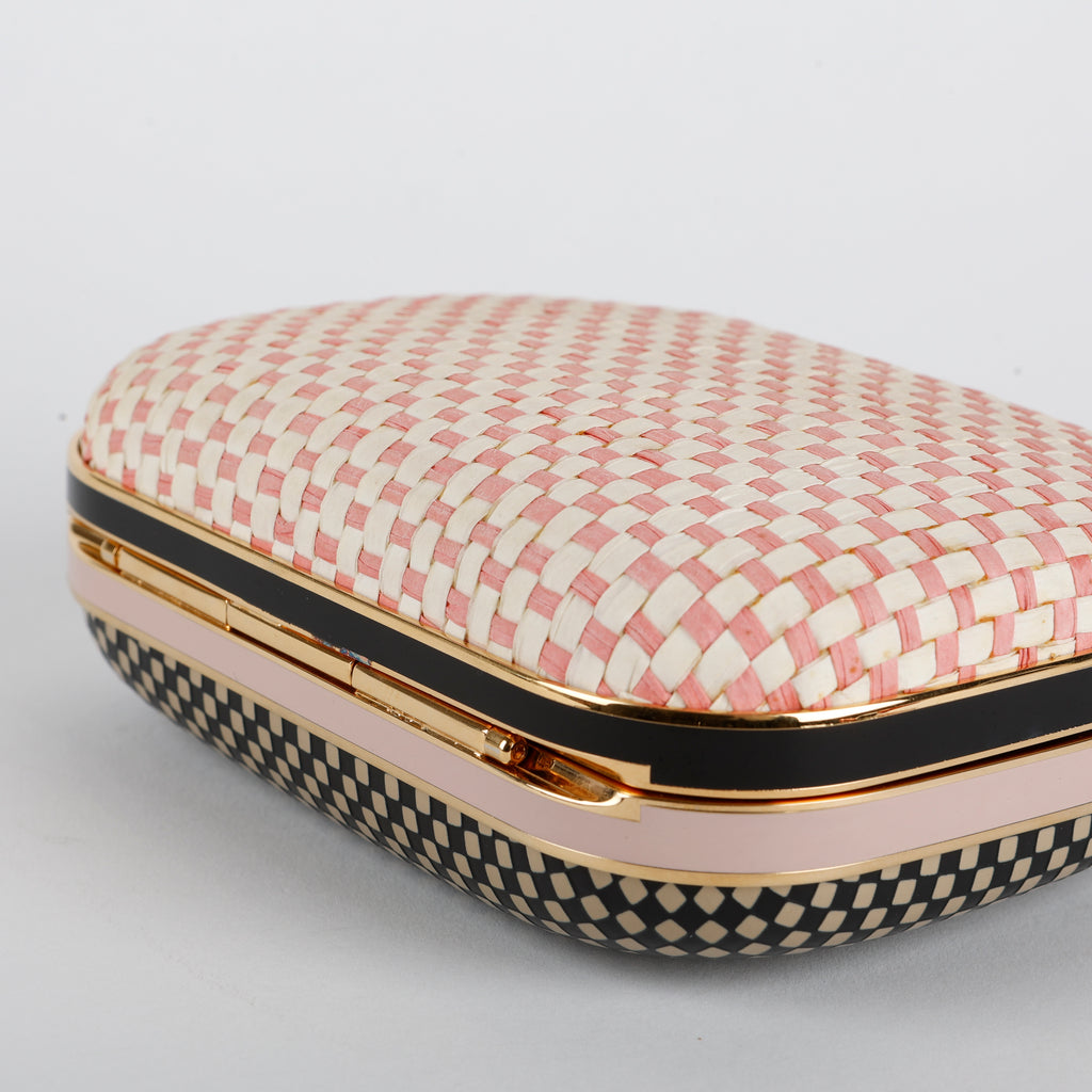 Giano Box Clutch, Pink/Cream/Black
