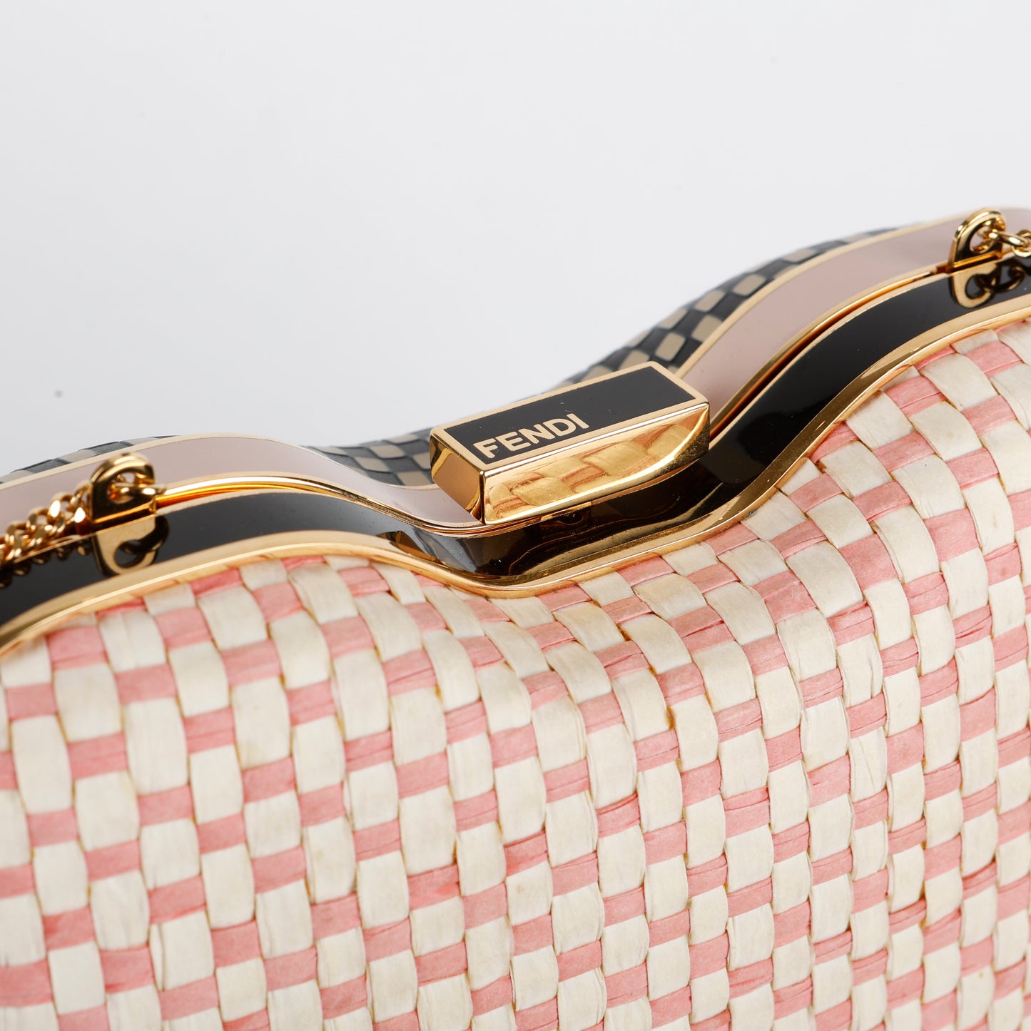 Giano Box Clutch, Pink/Cream/Black