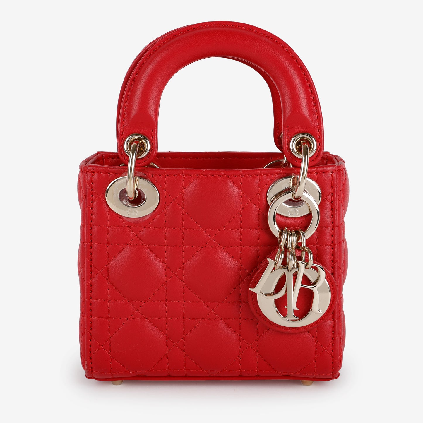 Micro Lady Dior Red Cannage Lambskin