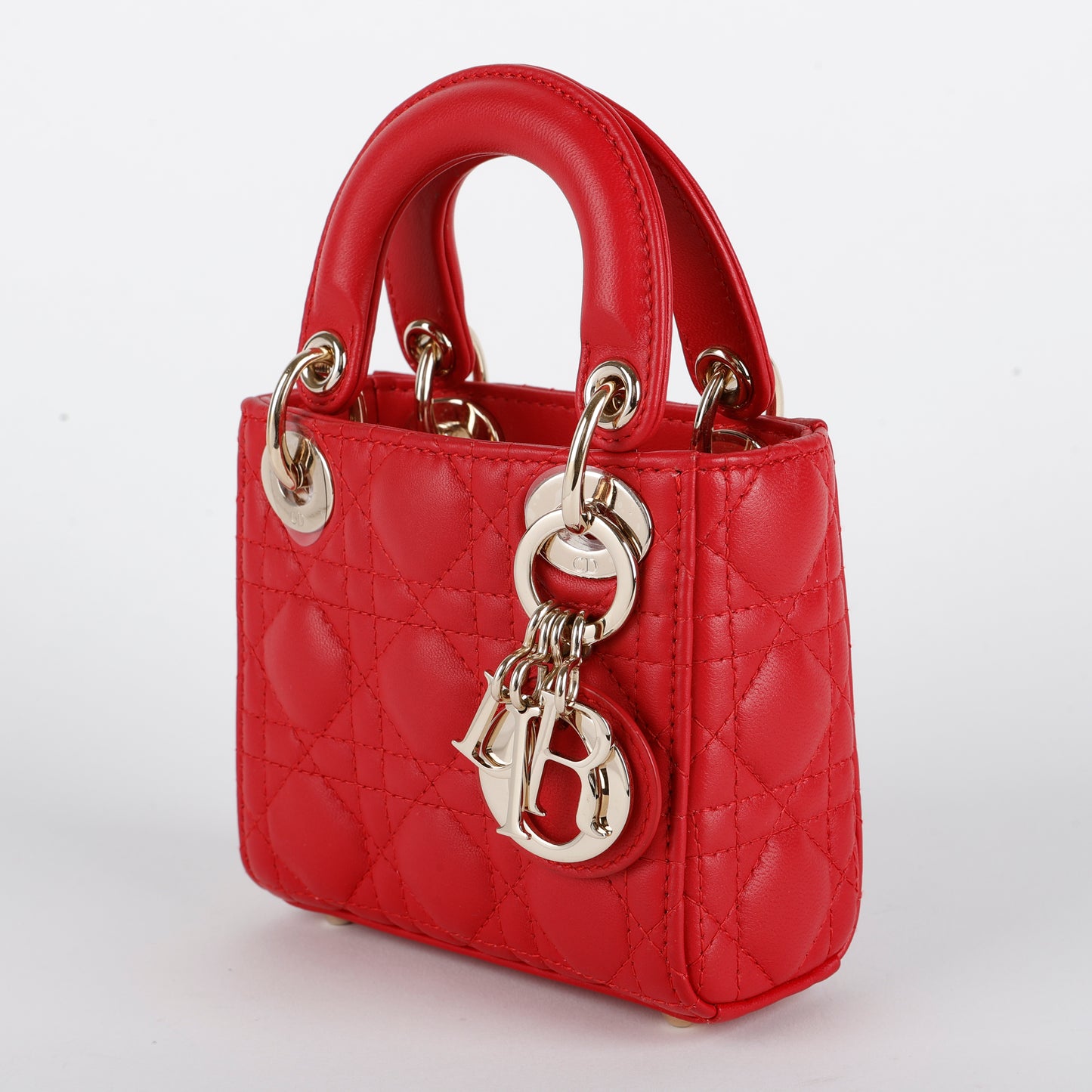 Micro Lady Dior Red Cannage Lambskin