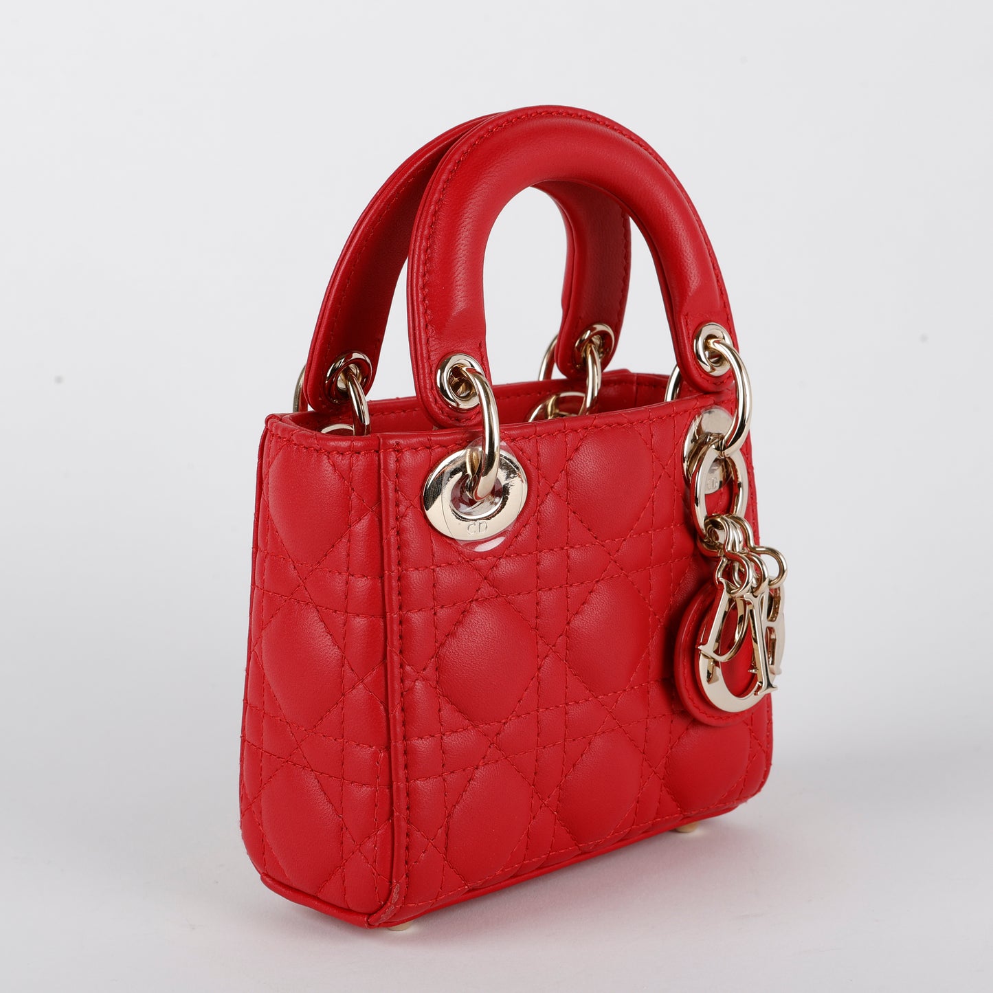 Micro Lady Dior Red Cannage Lambskin
