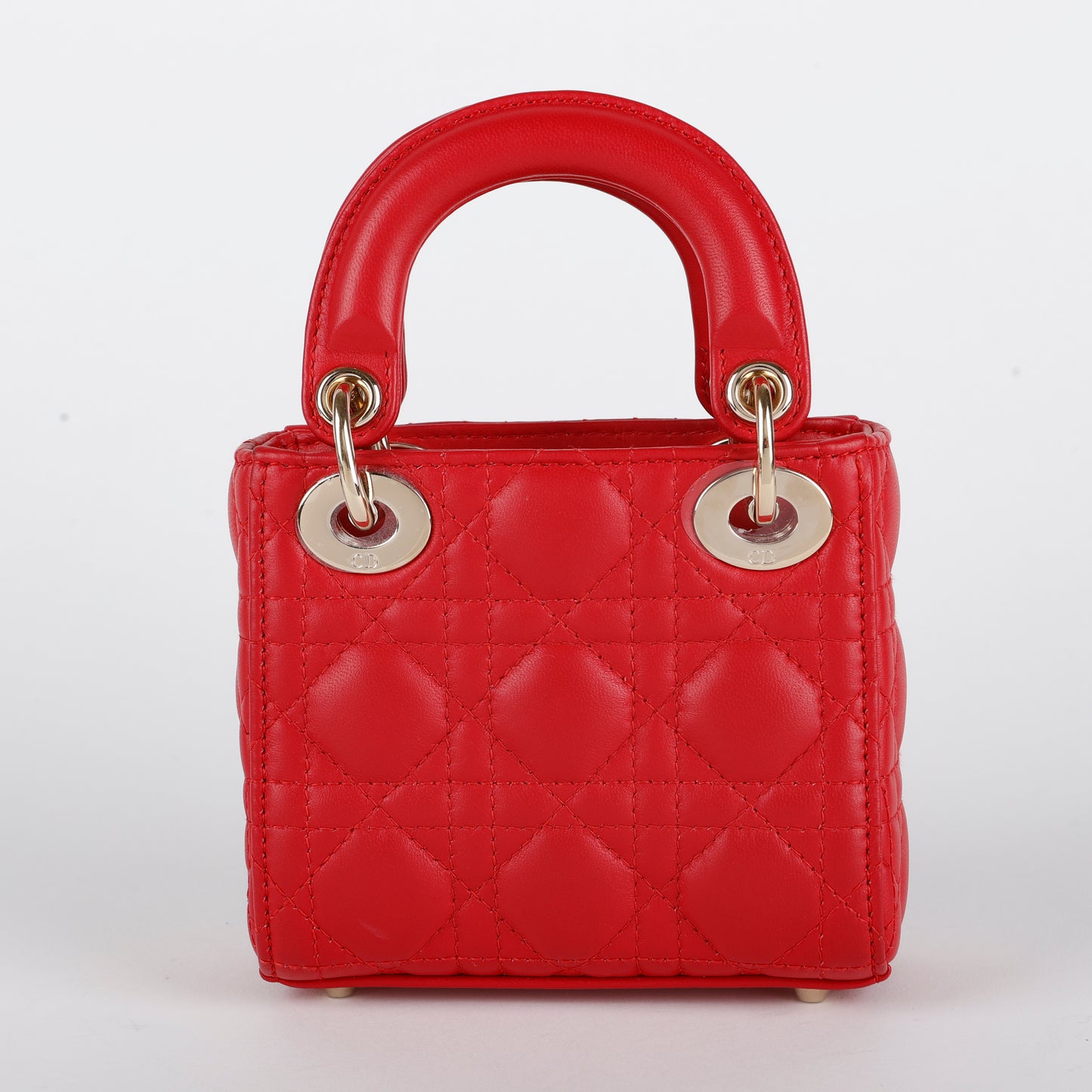 Micro Lady Dior Red Cannage Lambskin