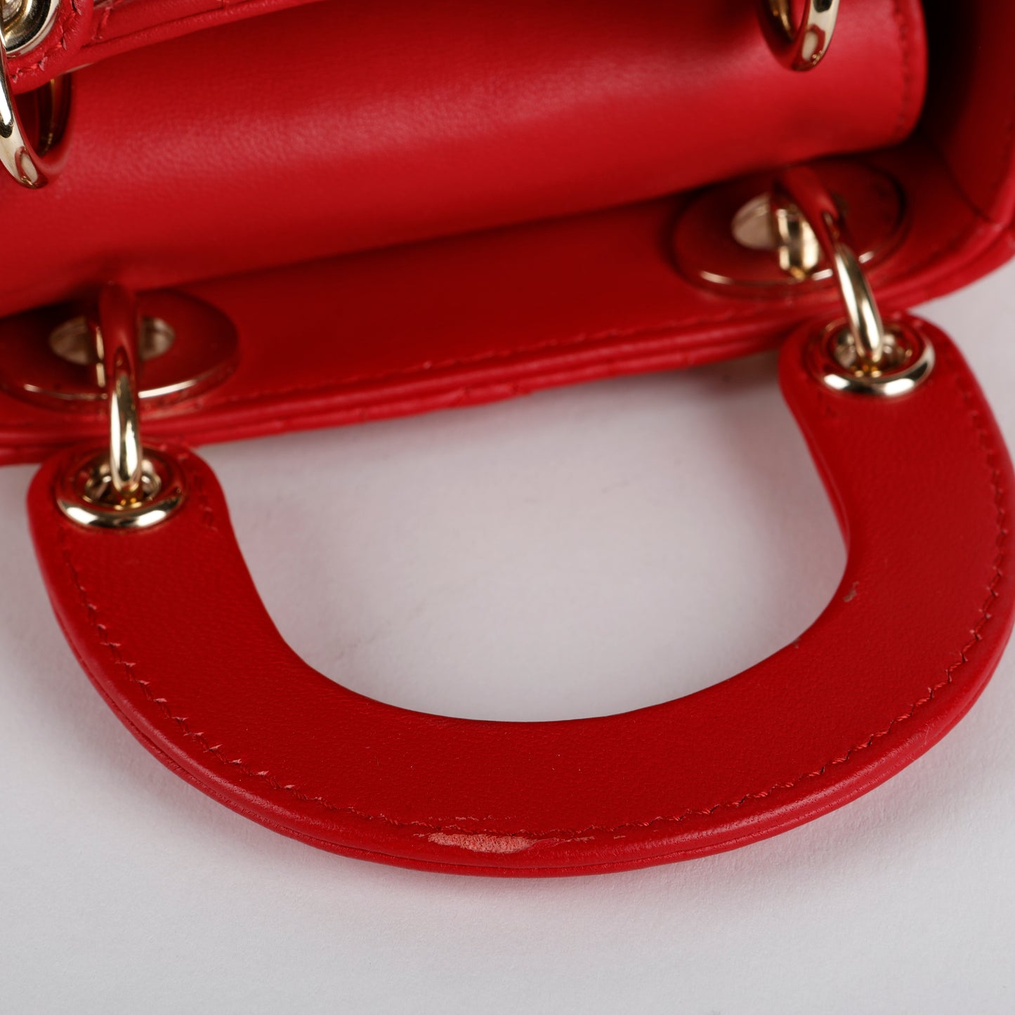 Micro Lady Dior Red Cannage Lambskin
