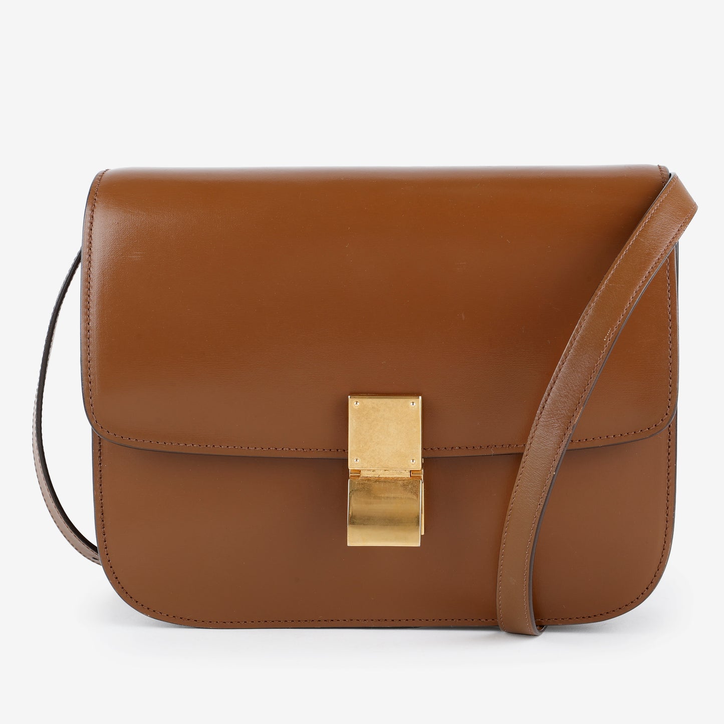 Medium Classic Box Bag, Brown Calfskin