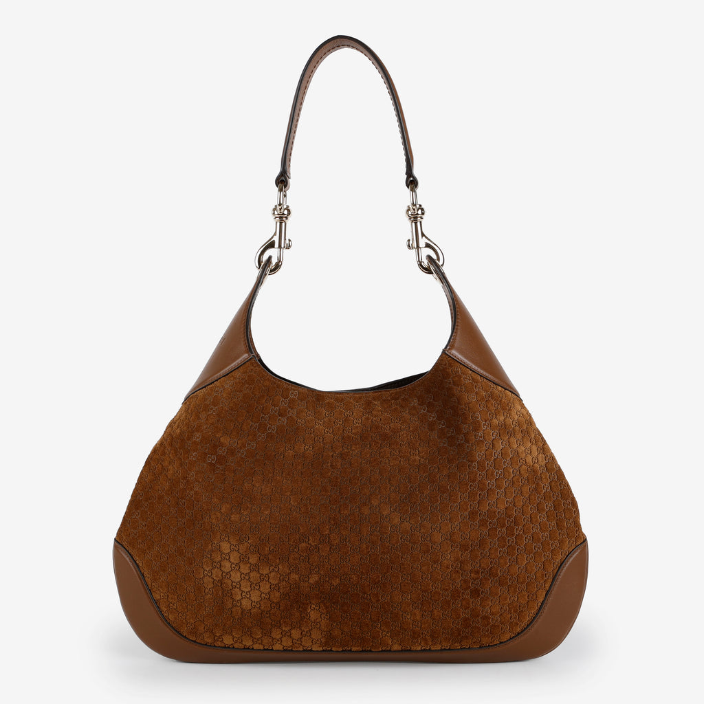 Medium GG Shoulder Bag Brown, Suede