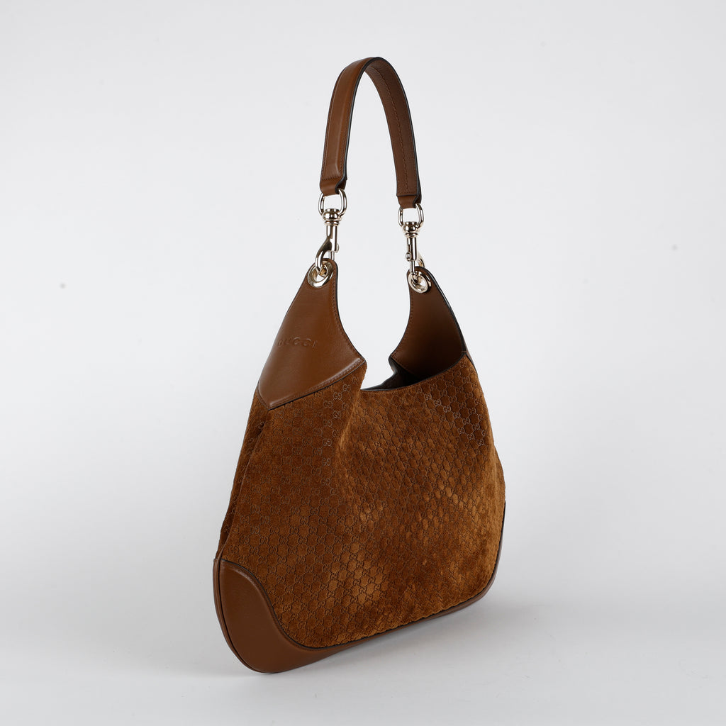 Medium GG Shoulder Bag Brown, Suede