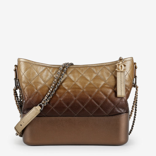 Medium Gabrielle Hobo, Gold and Brown Ombre Calfskin