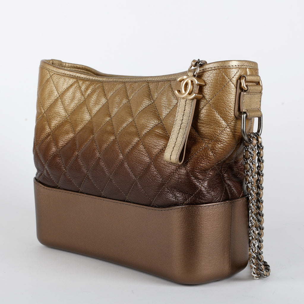 Medium Gabrielle Hobo, Gold and Brown Ombre Calfskin