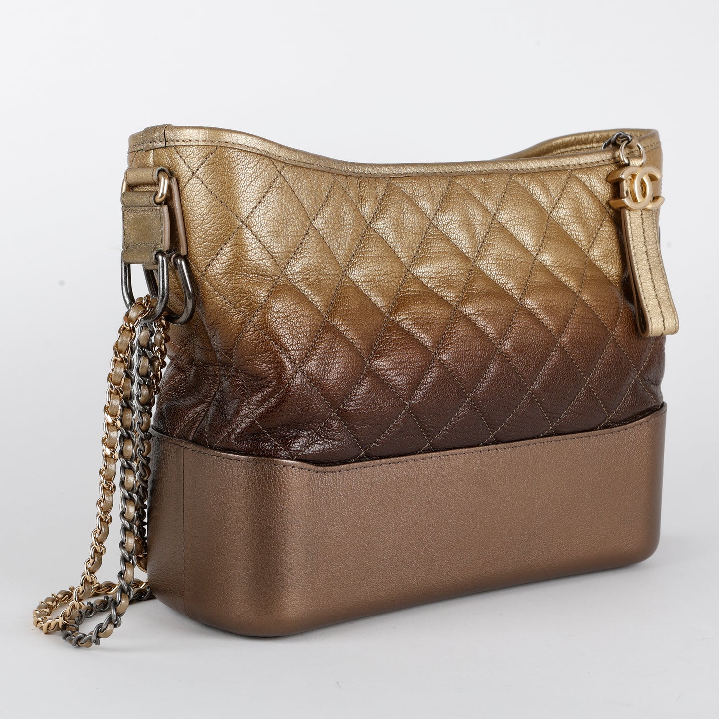 Medium Gabrielle Hobo, Gold and Brown Ombre Calfskin