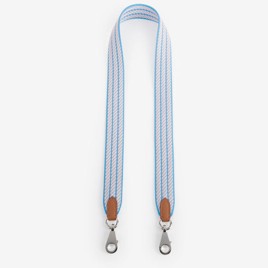 Sangle Cordage 25 mm bag strap, Azur / Mauve Pâle / Gold