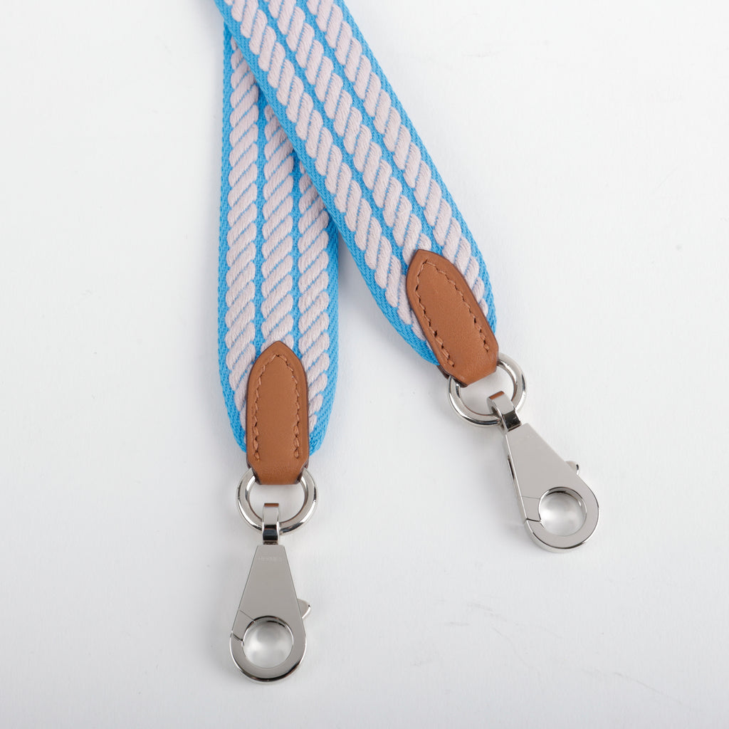 Sangle Cordage 25 mm bag strap, Azur / Mauve Pâle / Gold