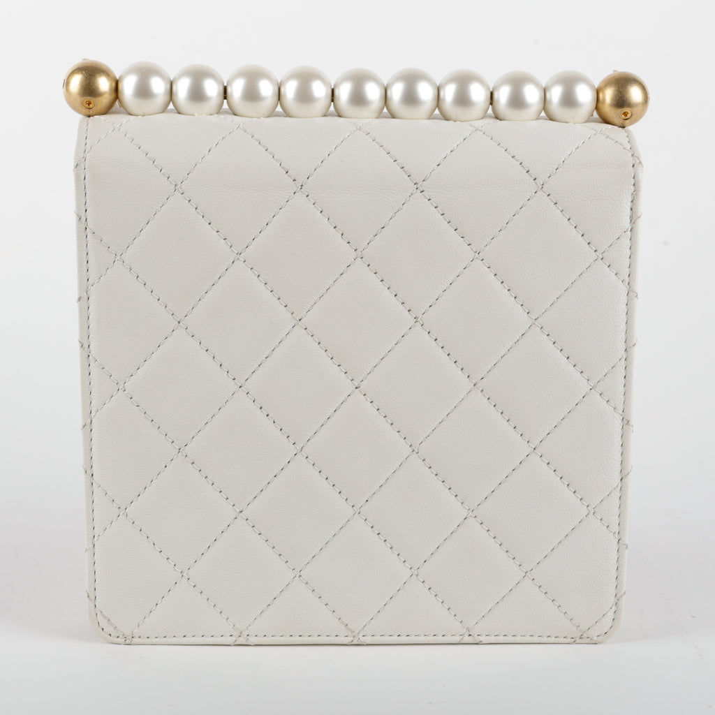 Mini Chic Pearl Flap, White