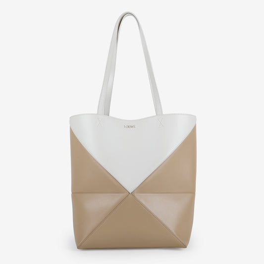 Puzzle Fold Tote Medium, Cream and Beige