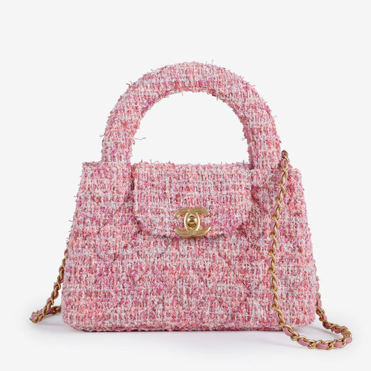 Mini Kelly Shopper, Pink Tweed