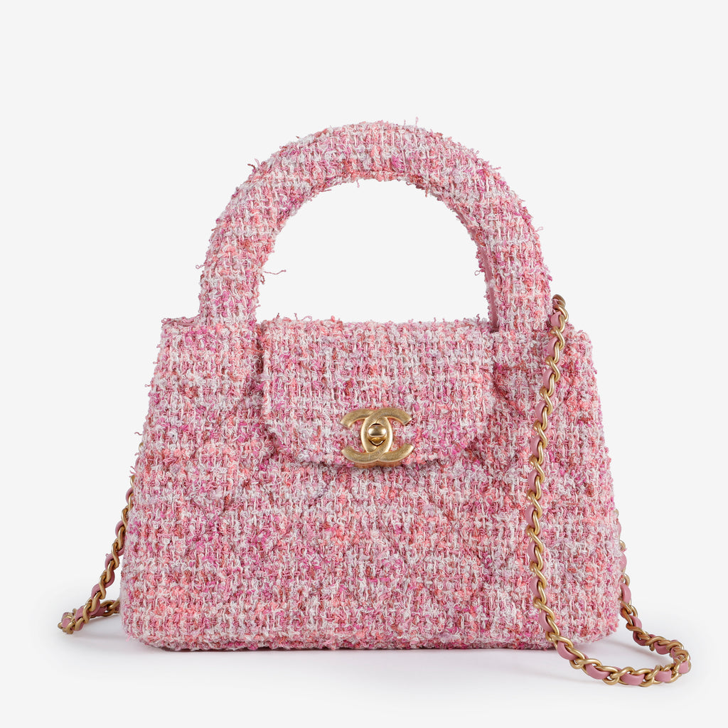 Mini Kelly Shopper, Pink Tweed