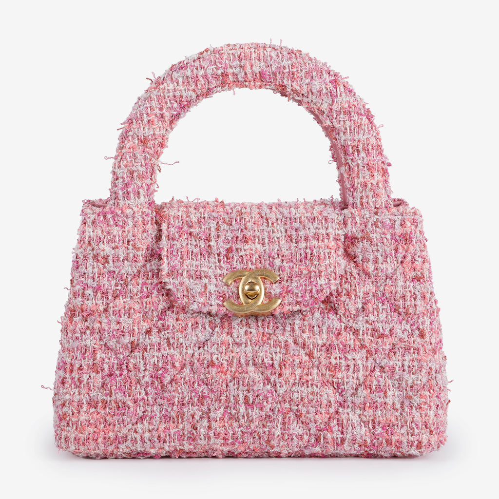Mini Kelly Shopper, Pink Tweed