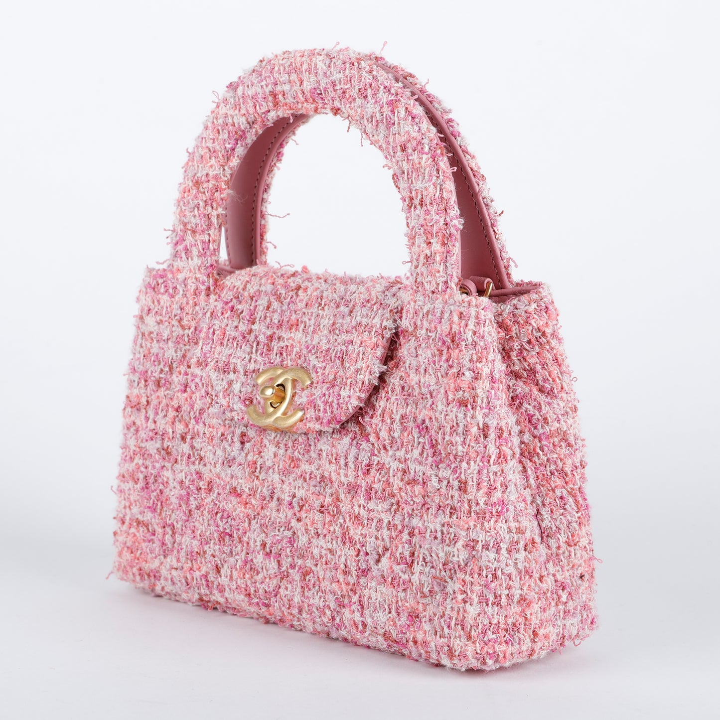 Mini Kelly Shopper, Pink Tweed