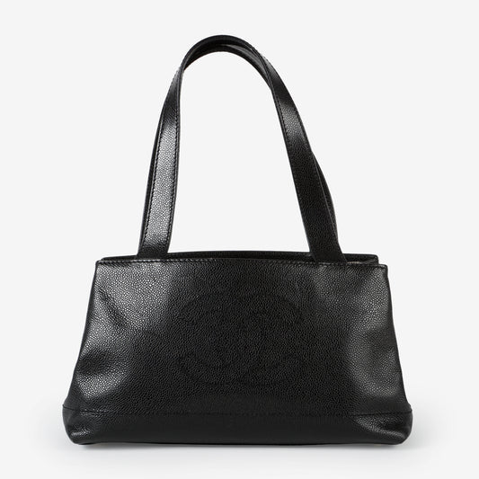 CC Stitched Shopper Tote, Black Caviar