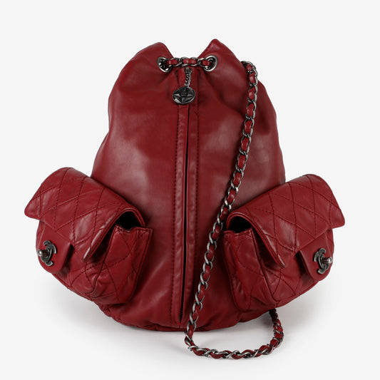 Medium Backpack is Back, Burgundy Lambskin
