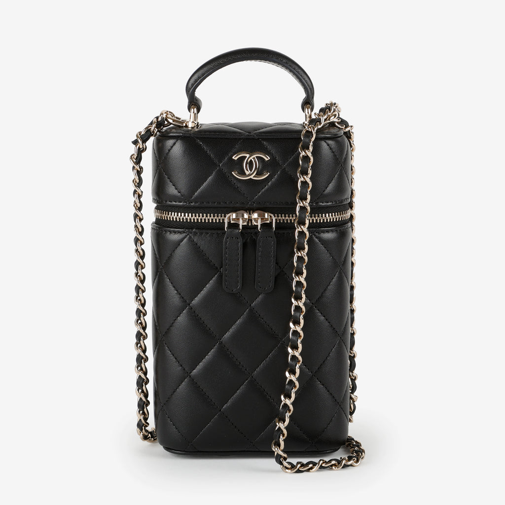 Vanity Top Handle with Chain Quilted Lambskin