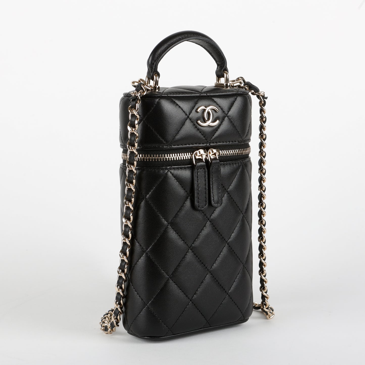 Vanity Top Handle with Chain Quilted Lambskin