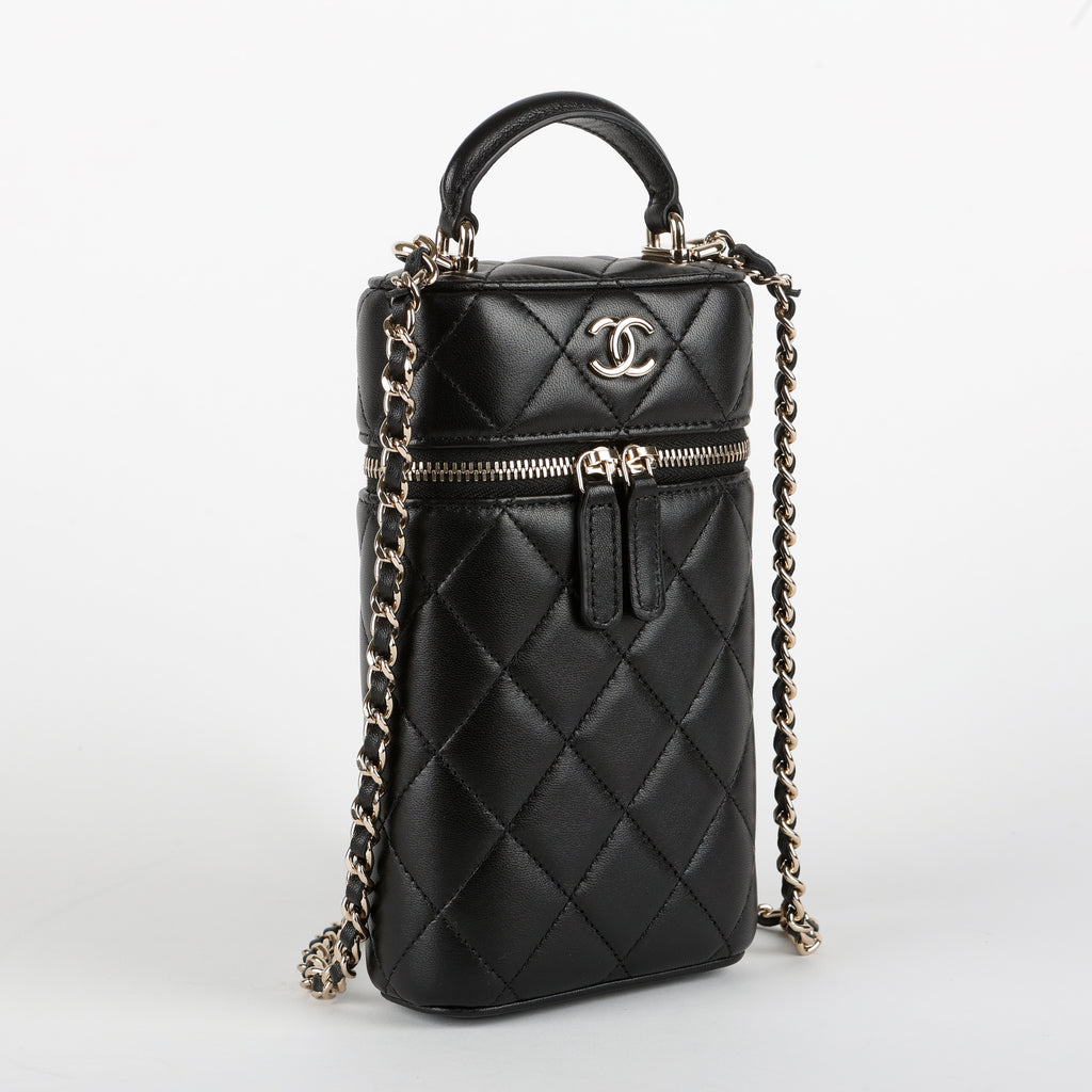 Vanity Top Handle with Chain Quilted Lambskin