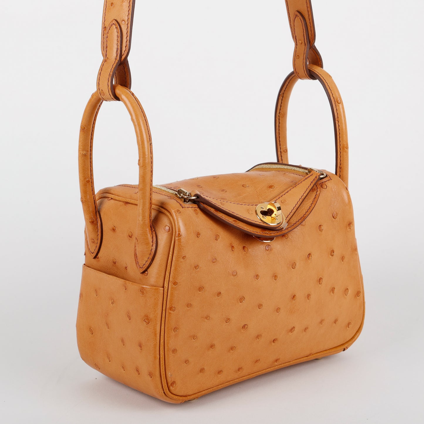 Mini Lindy, Gold Ostrich