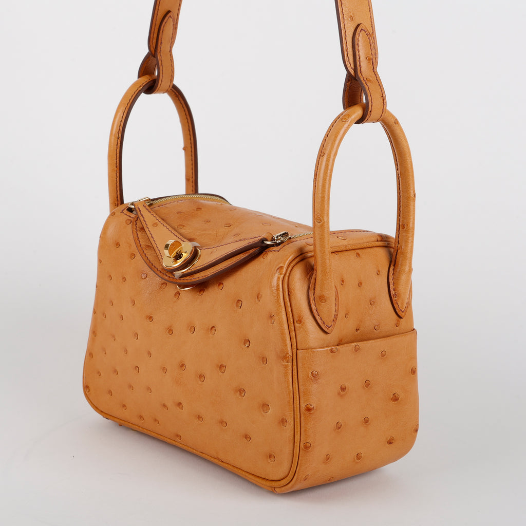 Mini Lindy, Gold Ostrich