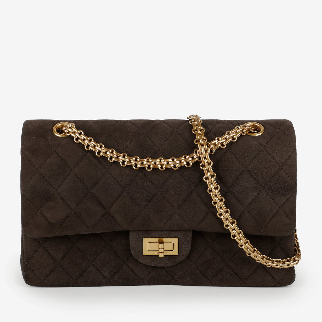 Medium 2.55 Reissue Double Flap, Brown Suede