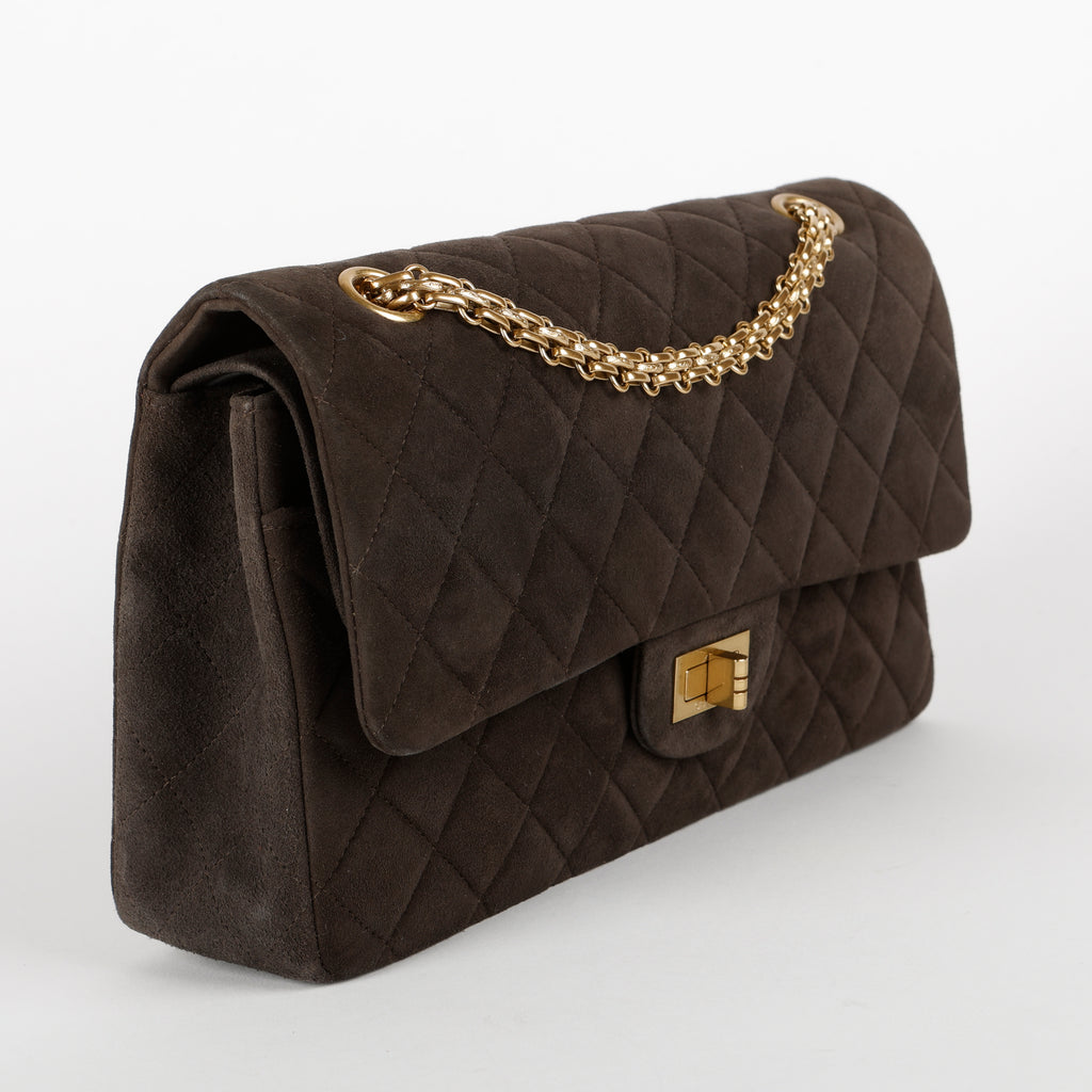 Medium 2.55 Reissue Double Flap, Brown Suede