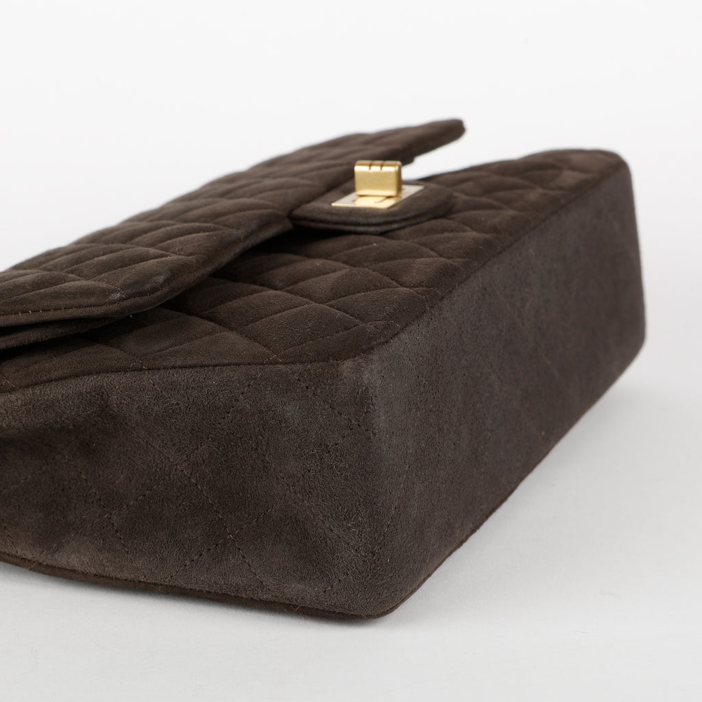 Medium 2.55 Reissue Double Flap, Brown Suede