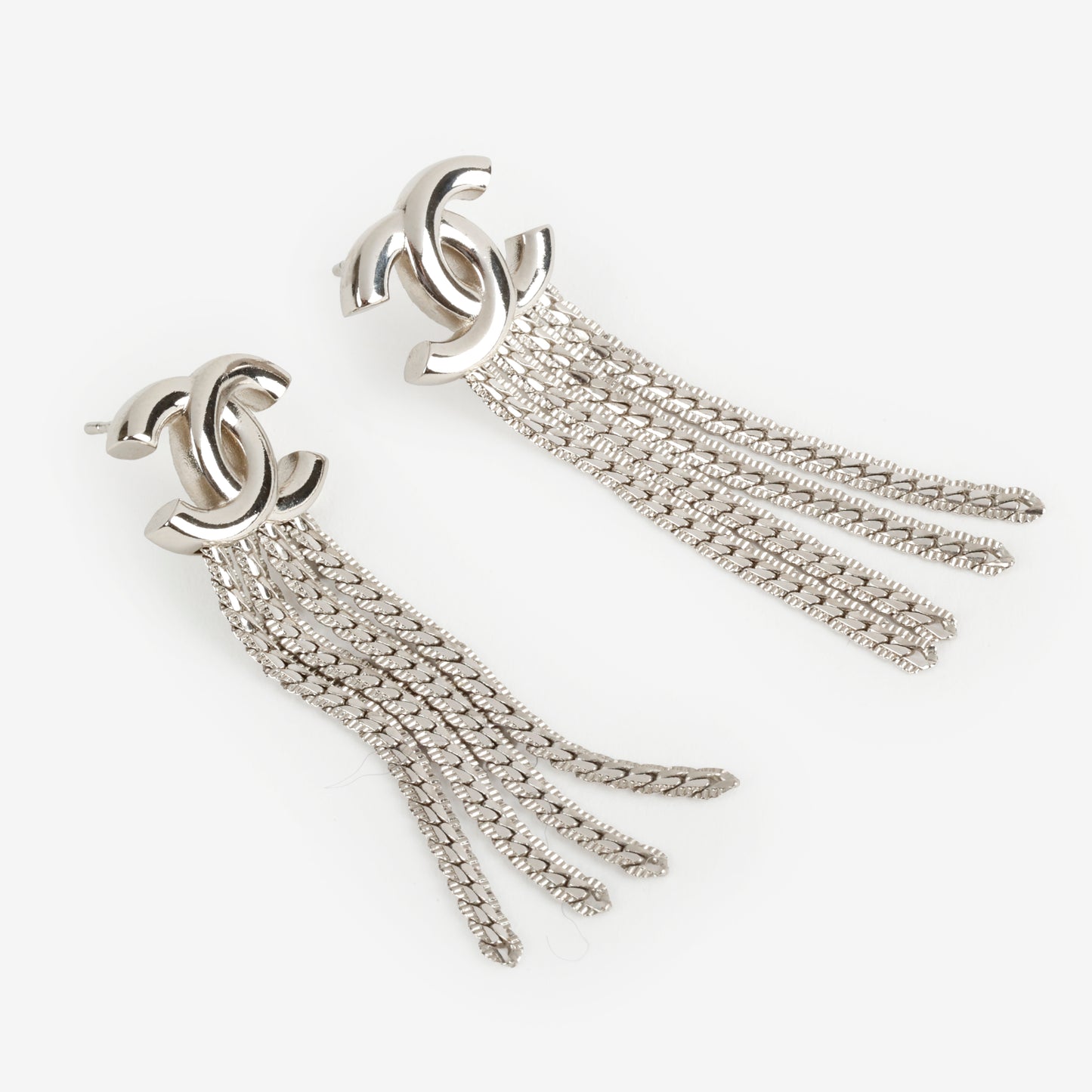Silver CC Drop Earrings