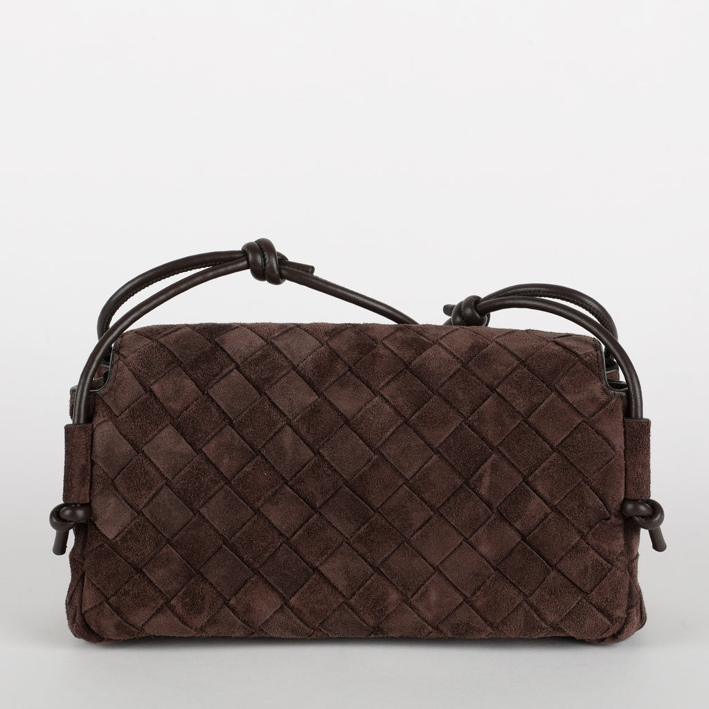 Notturno Intrecciato Suede Pouch, Brown