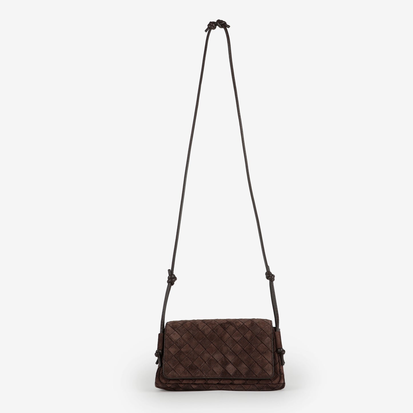Notturno Intrecciato Suede Pouch, Brown