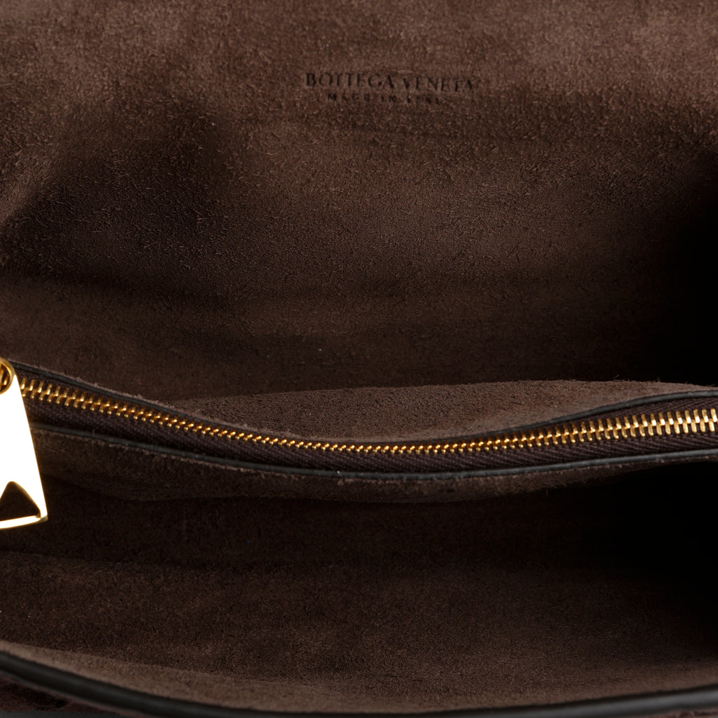 Notturno Intrecciato Suede Pouch, Brown