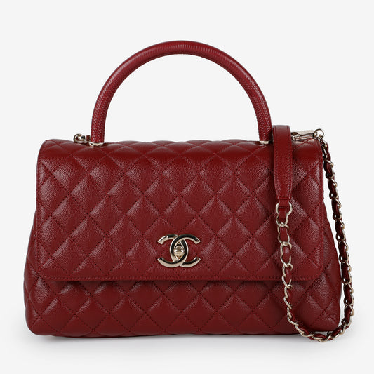 Medium Coco Handle, Burgundy Caviar Lizard Embossed Handle